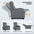 thumbnail image 4 of Renwick Faux Leather Push Back Theater Recliner, Set of 2, Gray, 4 of 7