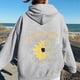 thumbnail image 5 of Sudadera unisex de gran tamaño con estampado de girasoles, mangas caídas y hombros descubiertos, estilo informal, para hombre y mujer, 5 of 5