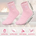 thumbnail image 2 of 5 Pairs Bow Fuzzy Socks for Women Winter Warm Slipper Socks Plush Coral Fleece Gift for Christmas Spa Home Sleeping, 2 of 7