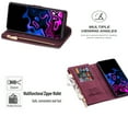 thumbnail image 5 of Designed for iPhone 15 Pro Max, Wallet 9 Card Slots Cases Zipper Purse Premium Leather Card Slot Flip Magnetic Cover Wrist Strap Kickstand Stand Compatible with iPhone 15 Pro Max, Winered, 5 of 7