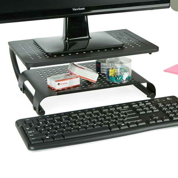 Mind Reader Monitor Stand Riser, 2 Tier, Ventilated Metal for Computer