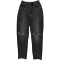 thumbnail image 1 of GUESS Womens Eco Crystal Rip Repair Mom Relaxed Fit Jeans, Black, 28, 1 of 3