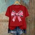 thumbnail image 5 of ICHUANYI Valentine's Prints Bow Shirt for Women Graphic Tees Short Sleeve Tee Top Round Neck Short Sleeved T-shirt Top, 5 of 6