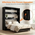 thumbnail image 5 of Mjkone Wall Murphy Bed Queen with LED Light,Convertible Wall Bed with Shelves,Space-Saving Hidden Bedframe for Guest Room, Bedroom,Glossy Black, 5 of 10
