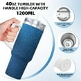 thumbnail image 3 of Uemuo Deep Blue Glitter Print 40oz Ice Bully With Handle And Straw Stainless Steel Vacuum Insulated Cup And 2 In 1 Straw Lid Insulated Travel Tumbler, 3 of 8