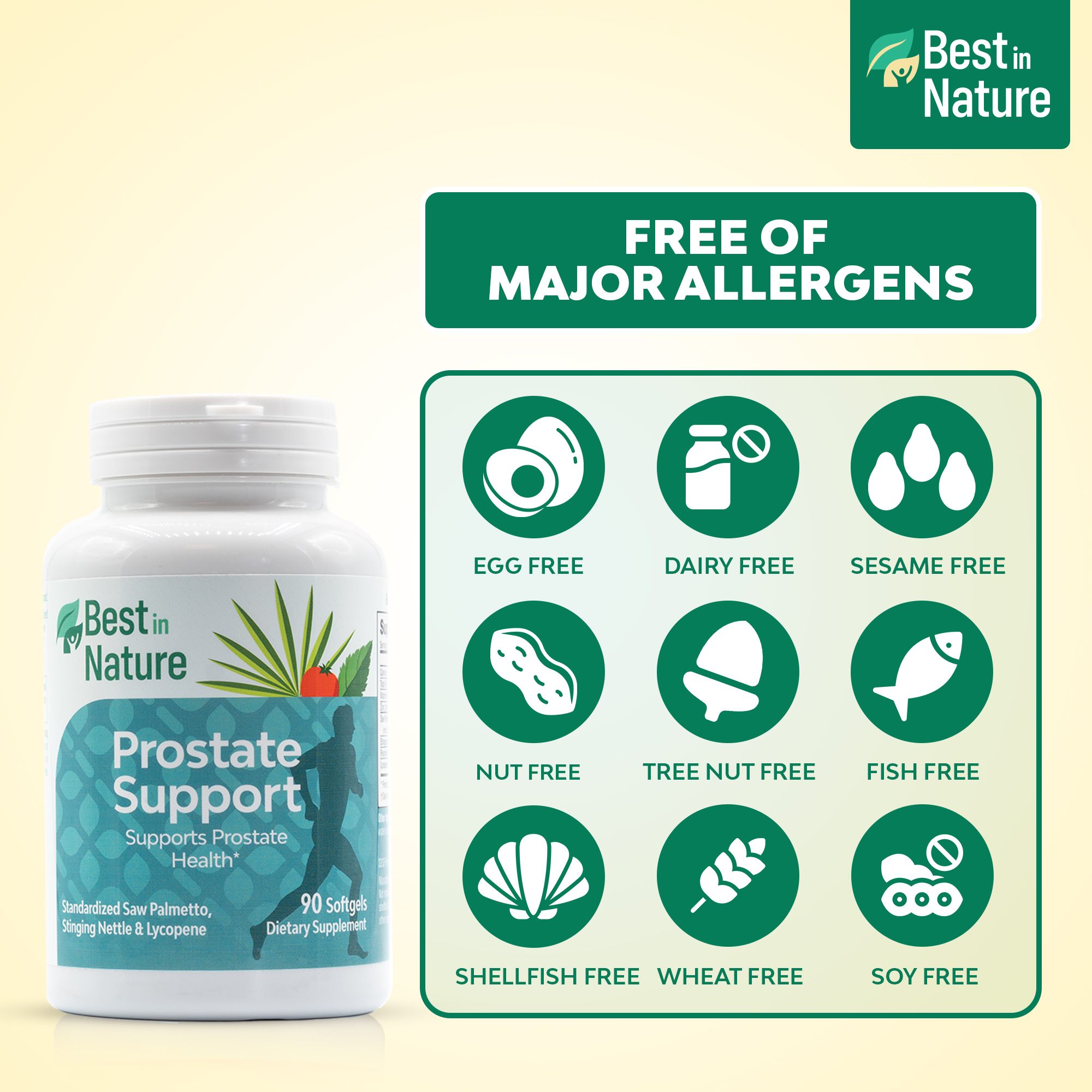Prostate Support - 90 Softgels with Saw Palmeto, Zinc for Men's Health