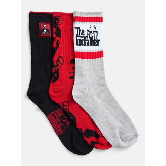 Godfather Men's Crew Socks, 3-Pack, Shoe Sizes 8-12