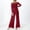 Red, variant on Jumpsuits for Women Dressy 2026 Fashion Off Shoulder Lace Trim Wide Leg Long Sleeve Pants Rompers Summer Casual Stretchy Comfy Overalls