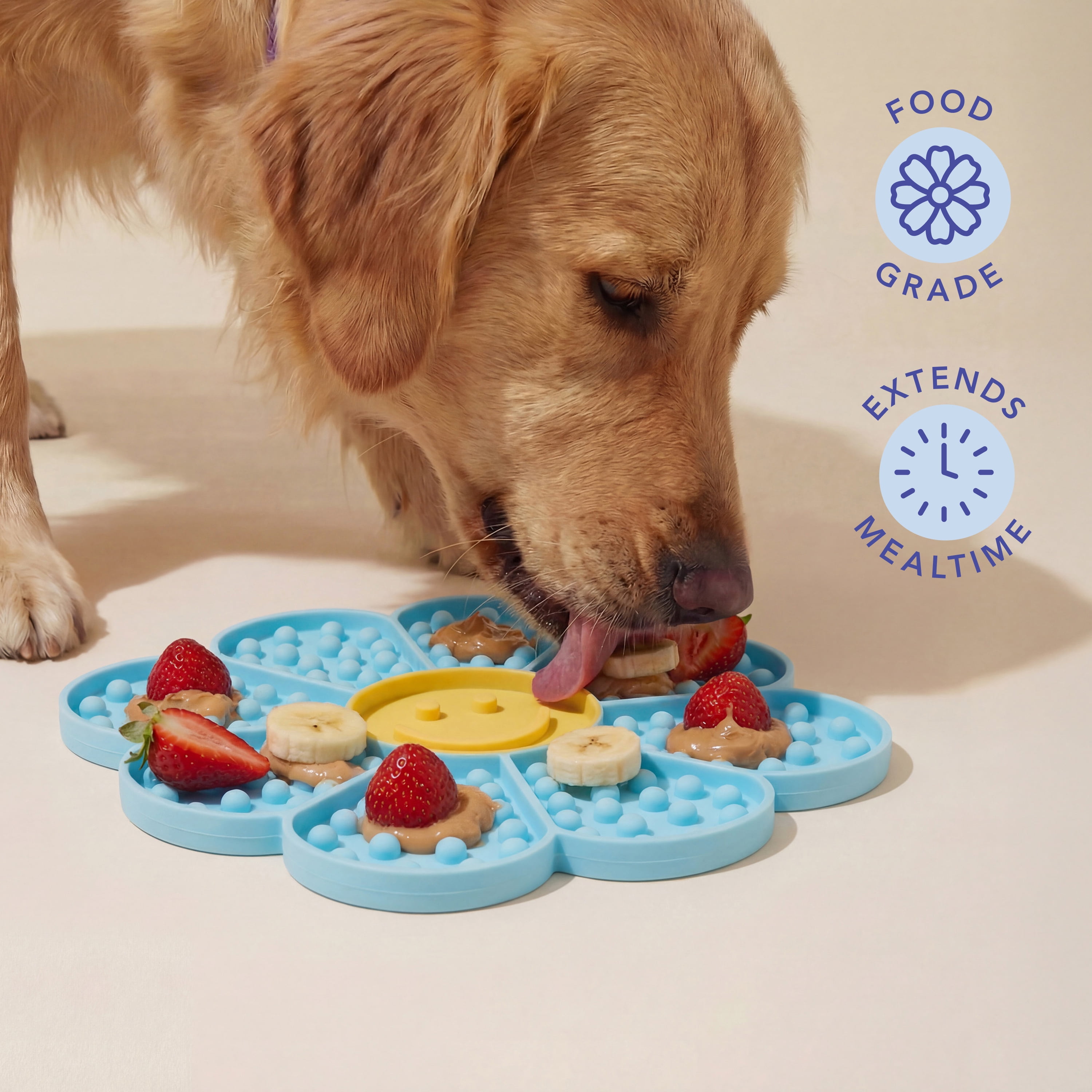 Oodles Silicone Smiley Daisy Dog Lick Mat 2- Pack Set, Multicolored, One Size