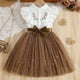 thumbnail image 2 of Vestido de Fiesta de Niñas Bordado de Manga Volante Vestido de Malla Parchada, Traje de Vacaciones Casual con Cinturón para Niños, 2 of 9