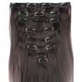 thumbnail image 4 of SAYFUT 24" Long Curly Full Head Clip in Synthetic Hair Extensions 8 Pieces 18 Clips 145g Dark Brown To Silver Grey, 4 of 5