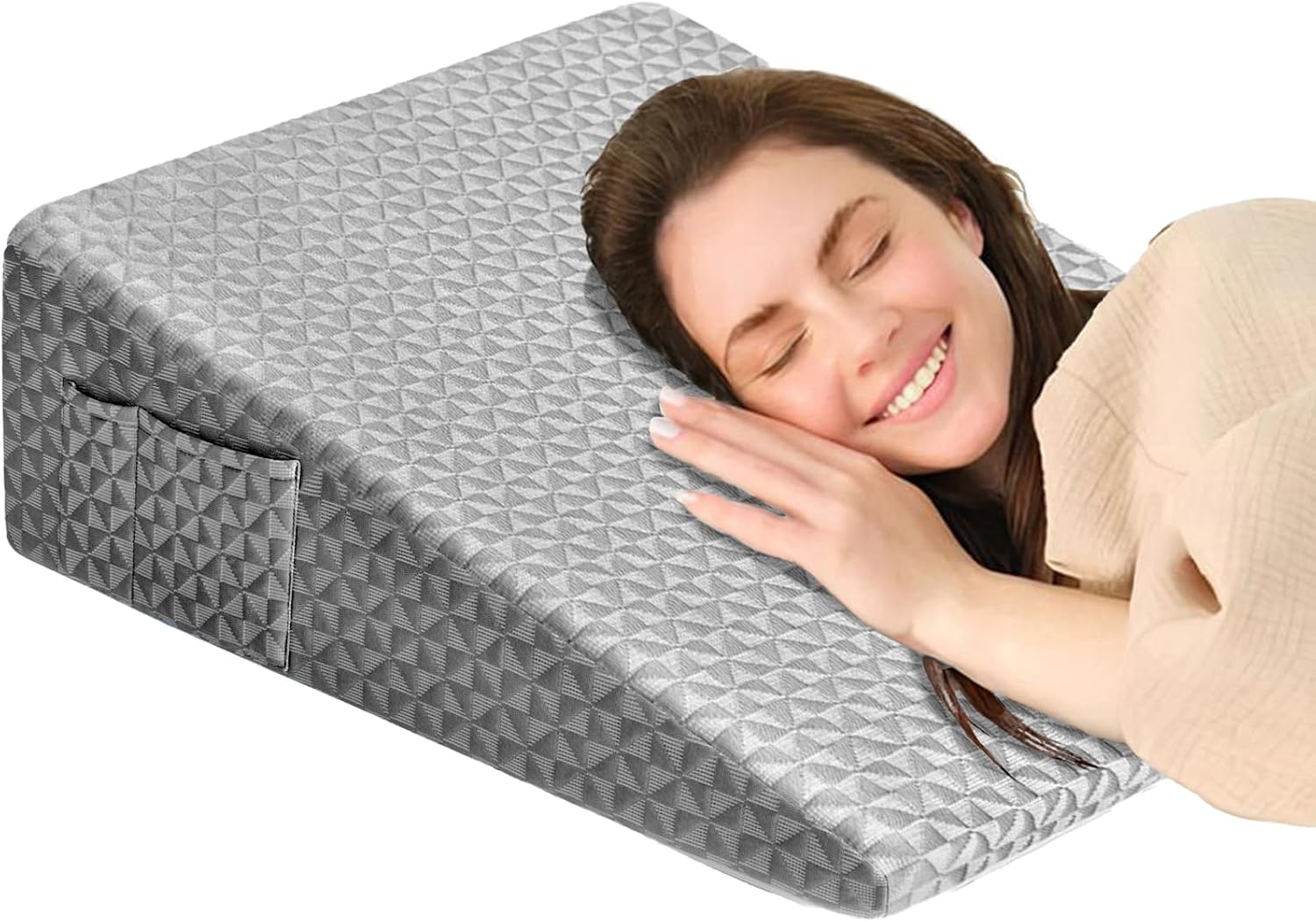 Wedge Pillow for Sleeping 7.5 Inch Bed Incline Support Memory Foam for Back Pain Relief and Leg Elevation Post Surgery