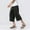 Black, variant on Mens Cotton Linen Baggy Beach Pants Lightweight Drawstring Casual Loose Fit Cropped Yoga Trousers with Pockets