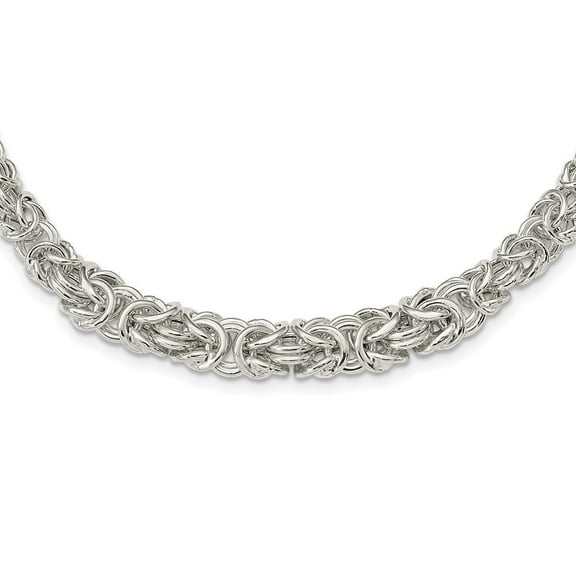 Auriga Fine Jewelry 925 Sterling Silver Polished Byzantine Graduated Link Necklace for Women 17"