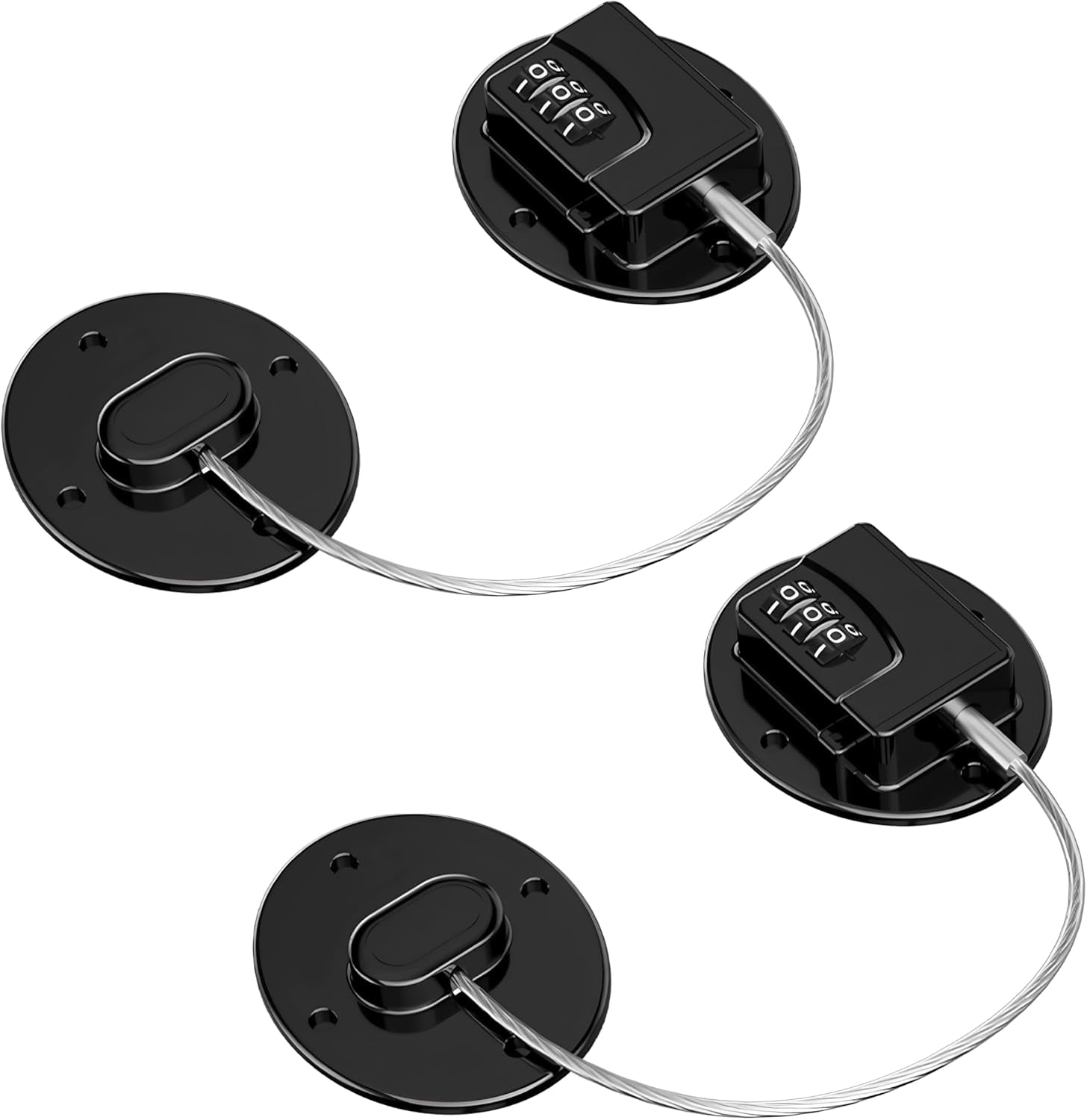 ABCISI Heavy Duty Combination Refrigerator Lock (4 Pack) - Fridge Lock for Fridge, Cabinets, Drawers, Window and Cabinet Locks Baby Proofing, Strong Non-Marking Adhesive No Drilling (Black)