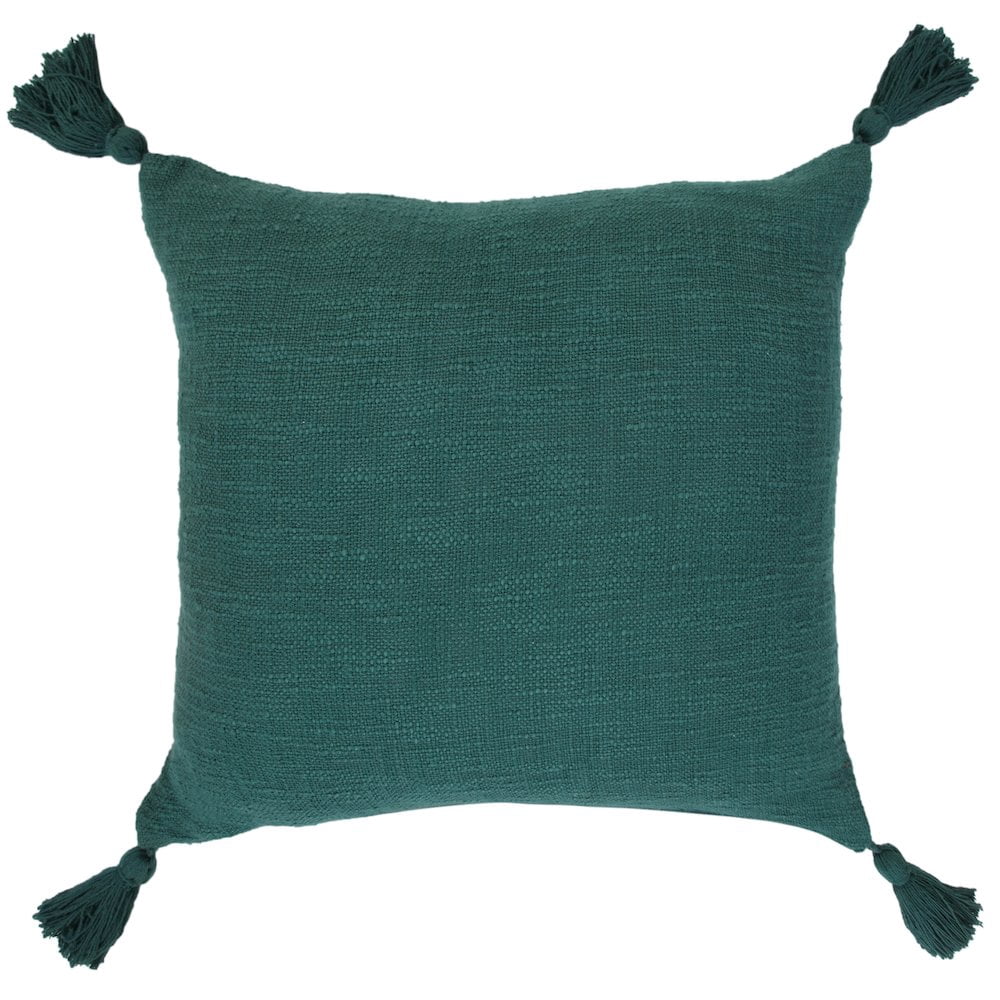 LR Home Ox Bay Hand-Woven Green Solid All-Natural Cotton Pillow Cover