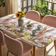 thumbnail image 3 of Easter Bunny Eggs Table Cloths for 3 Foot Rectangle Tables, Spring Tulips Rustic Rabbits Grey Plaid Patio Waterproof Elastic Fitted Tablecloths, Washable Rectangular Table Cover for Camping, 3 of 8