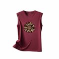 thumbnail image 5 of Daisyyozoid Nouvelles Arrivées Hauts pour Femmes Joyeuses Pâques Col Rond Imprimé Décontracté Pull Sans Manches T-shirt, 5 of 5