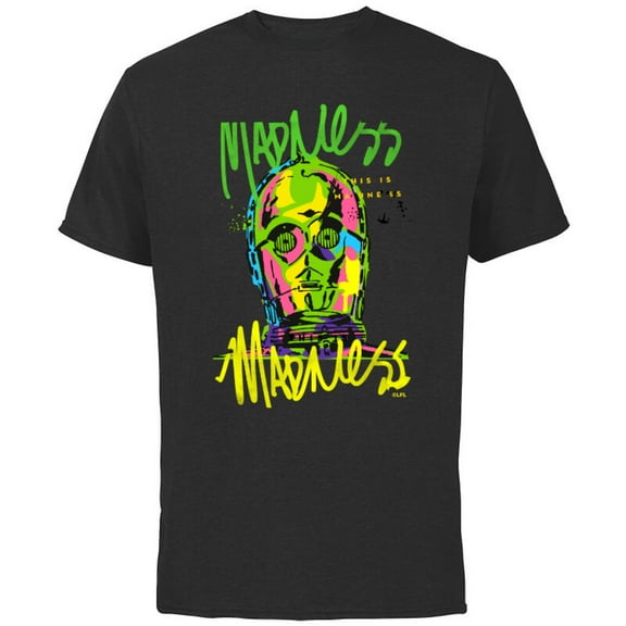 Star Wars C-3PO Neon Gradient - Short Sleeve Cotton T-Shirt for Adults - Customized-Black