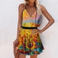 thumbnail image 2 of Vestido HUOGUO, sin mangas, cuello en V, estampado casual, para mujer, 2 of 3