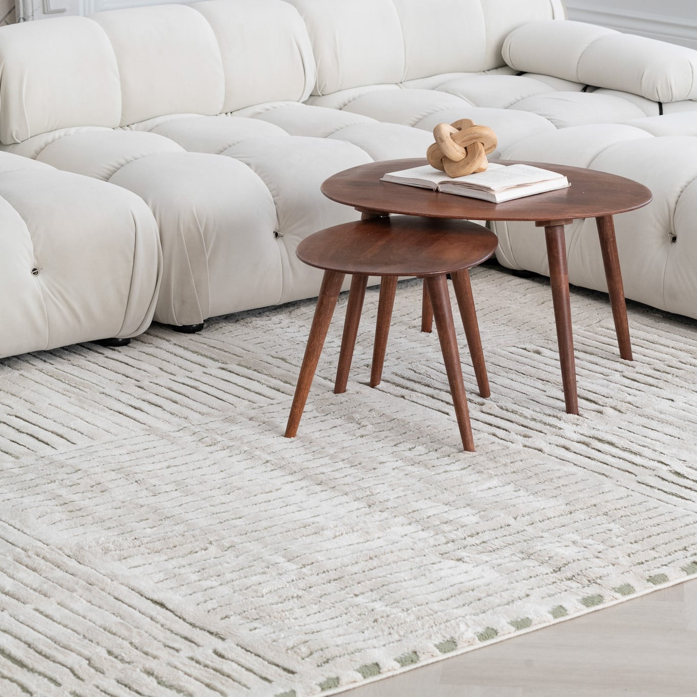 Rug Branch Domus Abstract Indoor Area Rug, Cream Green, Modern - Living Room, Bedroom, Dining Room, and Kitchen
