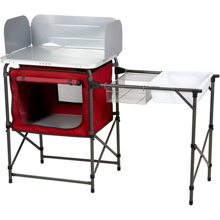 Ozark Trail Deluxe Camp Kitchen With Storage And Sink Table Red