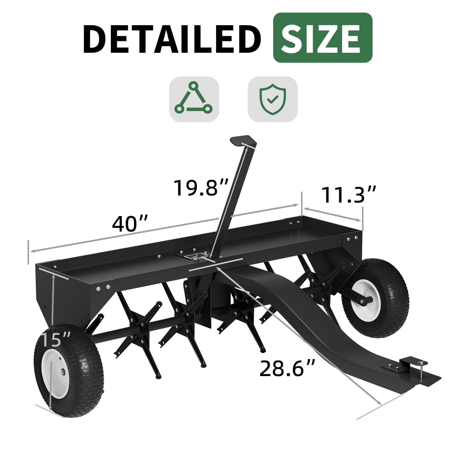 TEQIN Tow Behind Lawn Aerator,Tow Behind Aerator, Heavy Duty Plug Aerator With Hitch, Lawn Aerator Tow Behind With Steel Tines, Plug Aerator Tow Behind With Tray & Inflatable Wheels