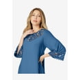thumbnail image 3 of Roaman's Women's Plus Size Lace Cutout Fit And Flare Dress, 3 of 6