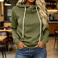 thumbnail image 3 of Oksale Half Zip Hoodies for Women Loose Long Sleeve Drop Shoulder Sweatshirts Casual Drawstring with Pocket Cozy Soft Fall Athletic Fashion Clothing 2026 Army Green S, 3 of 8
