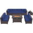 thumbnail image 2 of Gotland 10 Pieces Outdoor Patio Furniture with 43" Fire Pit Table, Furniture Patio Sectional Sofa,navy blue Steel, 2 of 8