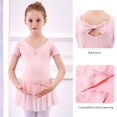 thumbnail image 3 of GYRATEDREAM Girls Ballet Leotards Dress Toddler Baby V Neck Short Sleeve Dance Outfits with Skirt Kids Teen Workout Gym Clothes with Back Bow for 2-16 Years, 3 of 5