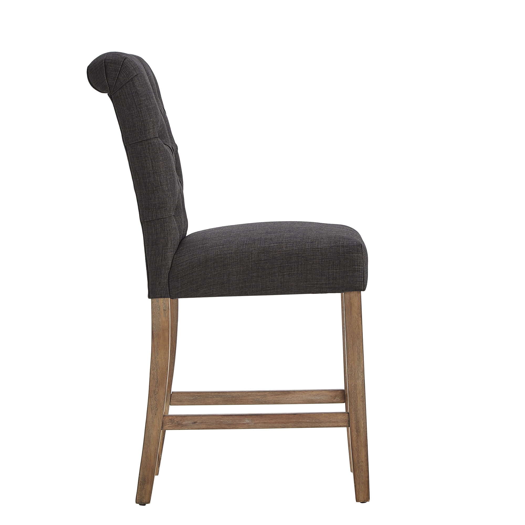 Weston Home Santine Tufted Rolled Back 24" Counter Height Stools, Set of 2, Dark Grey