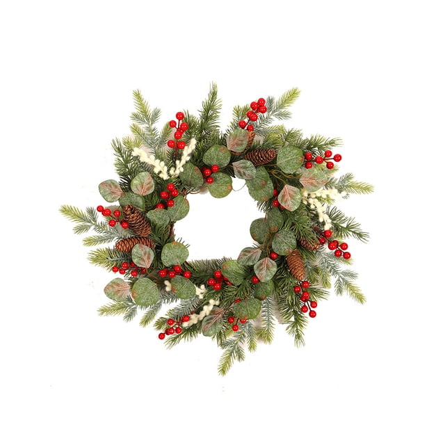 Monstrate Guirnalda de frutas rojas con hojas de eucalipto de Navidad, colgante para puerta colgante de verduras, decoración interior, guirnalda Kits de decoración para fiestas