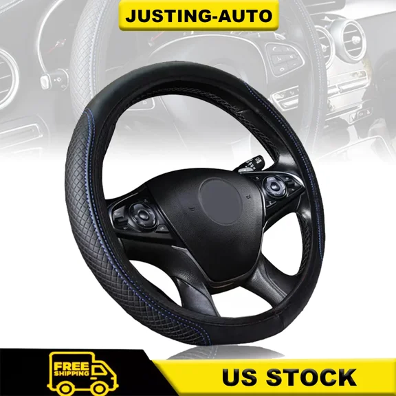 TREND- Car Steering Wheel Cover Leather Good Grip Accessories Bliue For 15"/37-38Cm Bl