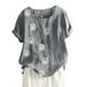 thumbnail image 2 of Fiudx Ofertas Flash Del Día Solo En Línea Camisa Holgada Informal de Verano con Cuello Redondo y Manga Corta con Estampado de Flores para Mujer, 2 of 4