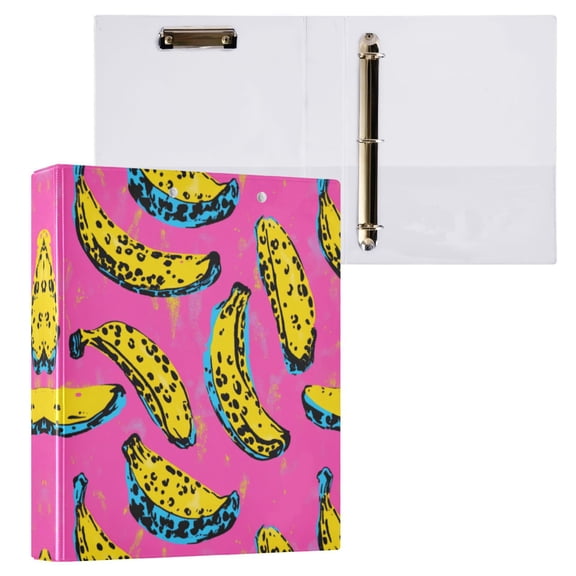 Bananas Pattern 3 Ring Hardcover Binders 1.5in Round Rings for Letter-Size Folder Paper Organizer Pockets for Office Student Recipe