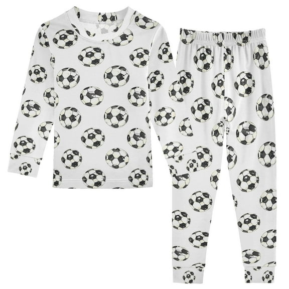 joogoo Footballs-z1 2 Piece Long Sleeve Tee and Pants Cotton Pajama Set 5Y