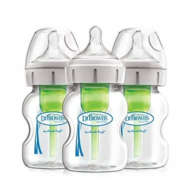 Dr. Brown\'s Options+ WideNeck Glass Baby Bottles, 5 Ounce, 3 Count