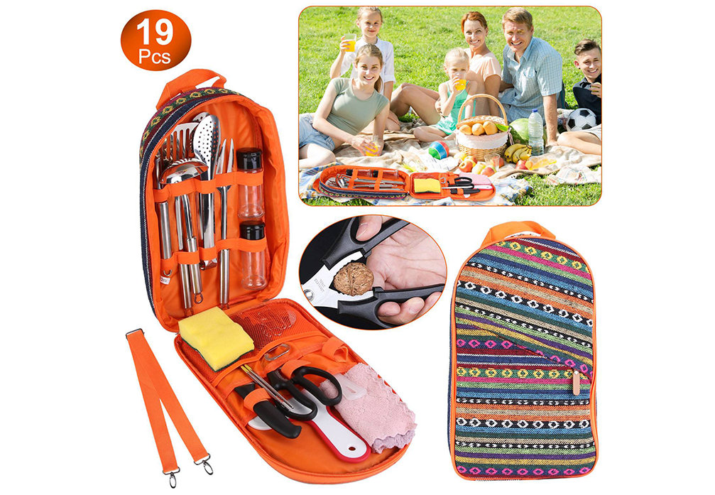 GSI Outdoors Camp Kitchen Kit, Compact Stainless Steel Cooking Set