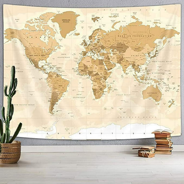 Old World Map Tapestry Wall Hanging Vintage Asia Europe South City Topography America Africa Japan Wall Decor Tapestries Map of World Wall Art for Bedroom Living Room Home Office Walmart
