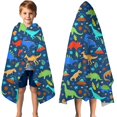 thumbnail image 3 of DarkBlue Dinosaurs Pattern Hooded Bath Towel，50"x30" for Ages 3 To 12 Kids, Quick Dry Lightweight Soft Microfiber Hood Beach Towel Cover Up for Kids, 3 of 7