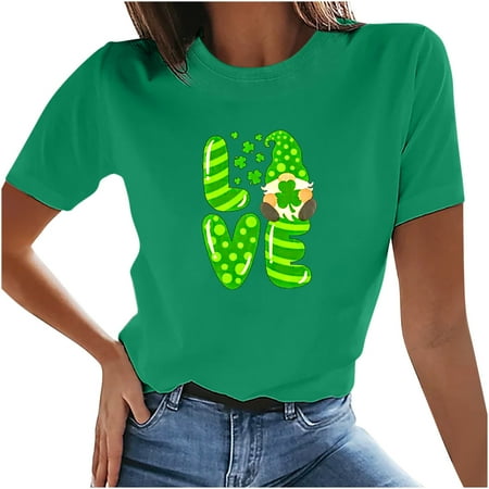 

Shirts for Women Shirts for Women Fashion Woman Rounk Neck Short Sleeve T-Shirt Summer St. Patrick s Day Printing Blouse Tops Crop Top White Tank Tops Women New Arrival Green L