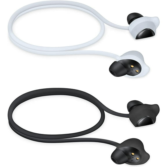 Straps Compatible with Samsung Galaxy Buds/Buds Plus - 2X Silicone Holder for Wireless Earphones - Black/White