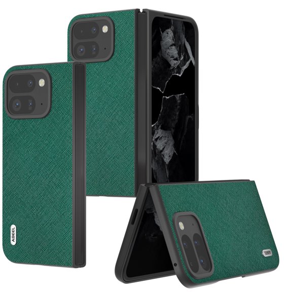 Allytechgroup Slim Case for Google Pixel 9 Pro Fold, Premium Leather PC Back Cover Shockproof Drop Proof Anti-Scratch Phone Case Cover for Google Pixel 9 Pro Fold, Green