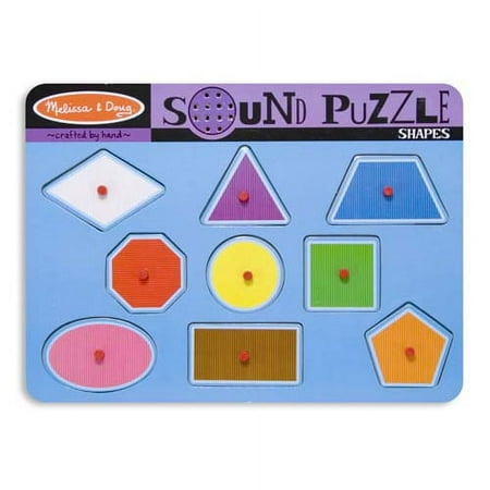Melissa & Doug Shapes Sound Puzzle - Wooden Peg Puzzle With Sound Effects (9 pcs)
