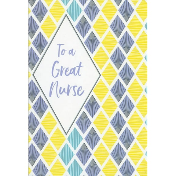 Pictura Repeated Yellow and Purple Diamond Patterns Nurse's Day Thank You Card