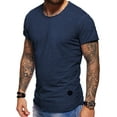 thumbnail image 2 of behype. Men's Basic Crewneck Casual Fashion Hipster T-Shirt Muscle Longline Tee Casual Premium Top D-1703 (XXL,Navy (wash)), 2 of 2