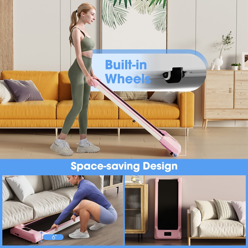 Spaco 2.25 HP Walking Pad with LED Display and Remote Control-Pink, Under Desk Electric Treadmill Motorized Exercise Machine