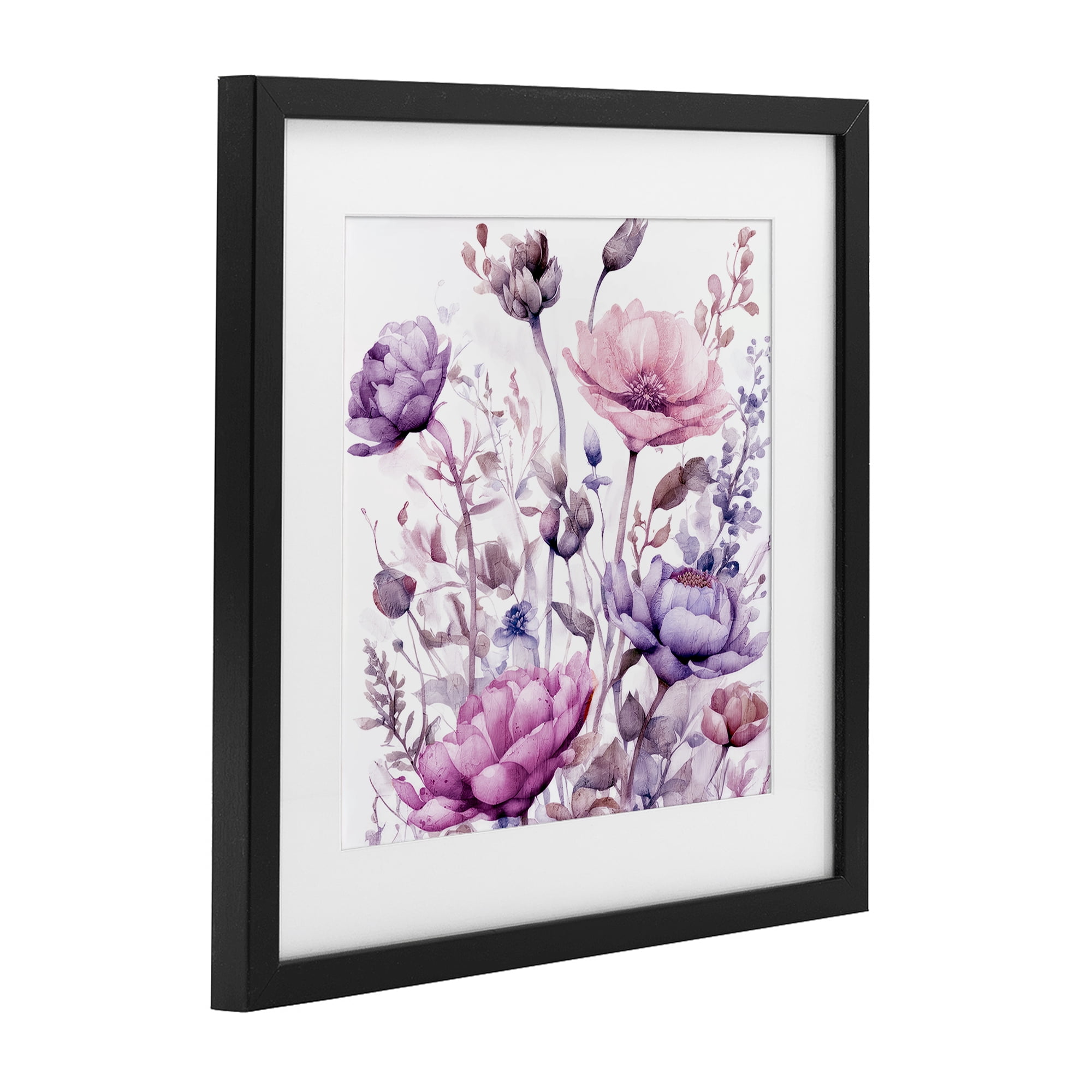 Stupell Industries Purple & Pink Florals Black Framed Print Under Glass, design by Kim Lewis