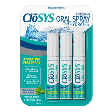 CloSYS Oral Breath Spray, 0.31 Ounce (3 Count), Mint, Sugar Free, pH Balanced, Fights Bad Breath